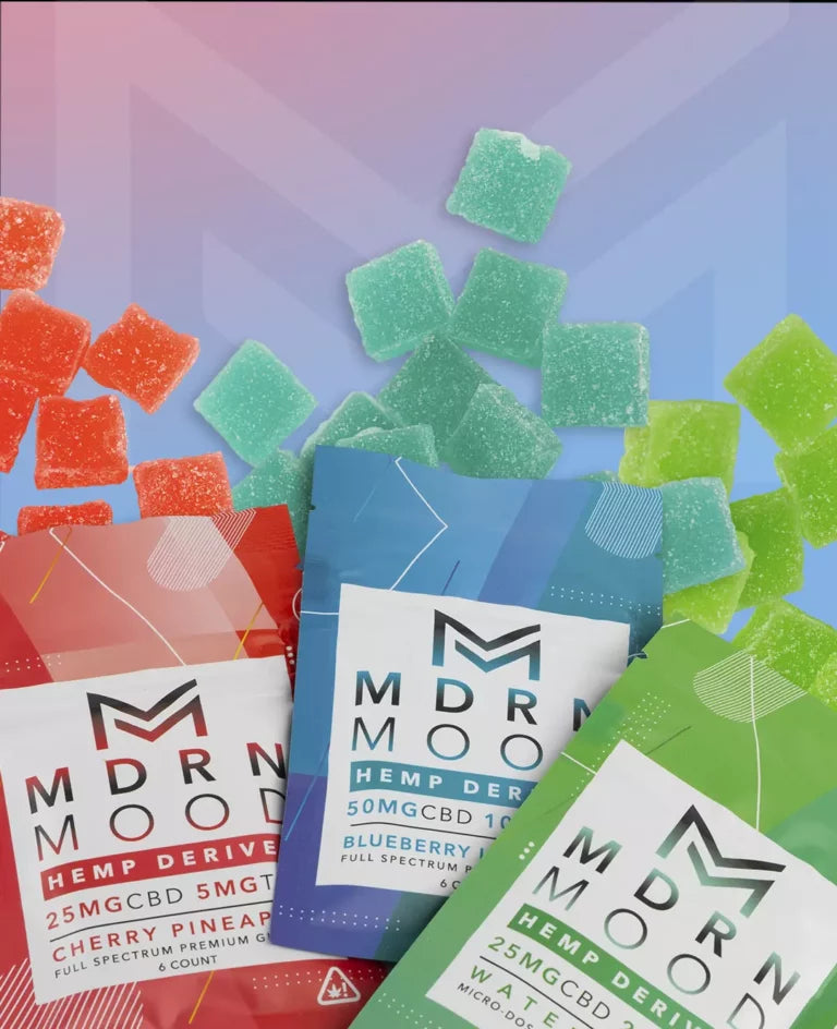 6 Gummies MDRN MOOD CBD & THC -Cherry & Pineapple – 25 Mg  CBD 5 Mg THC